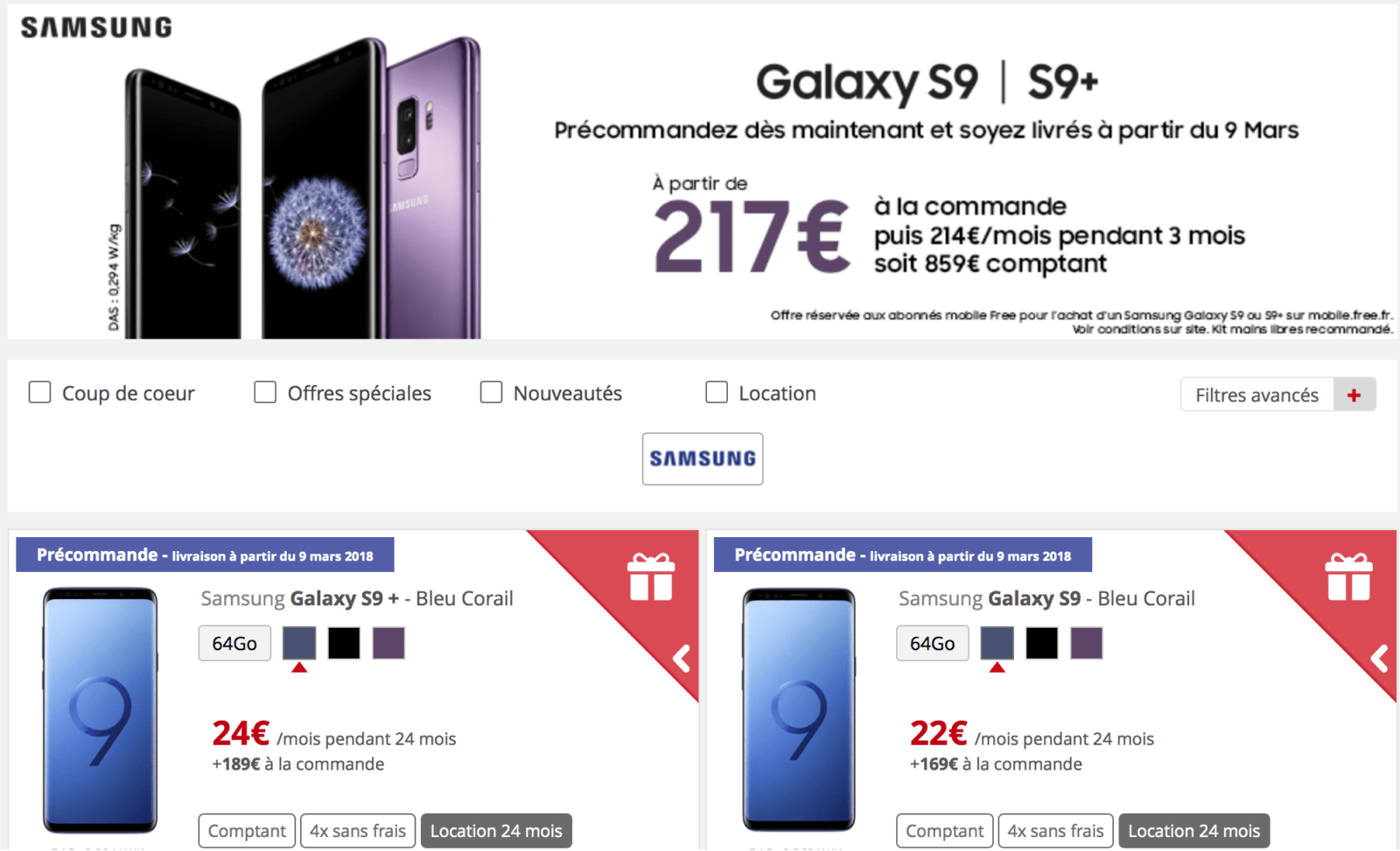  Les Samsung Galaxy S9 et S9+ sont déjà en précommande !