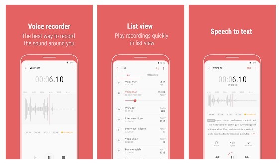 enregistrer sa voix avec Samsung-Voice-Recorder