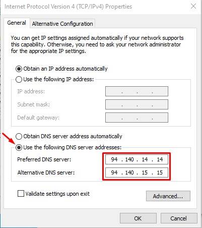 les serveurs AdGuard DNS 
