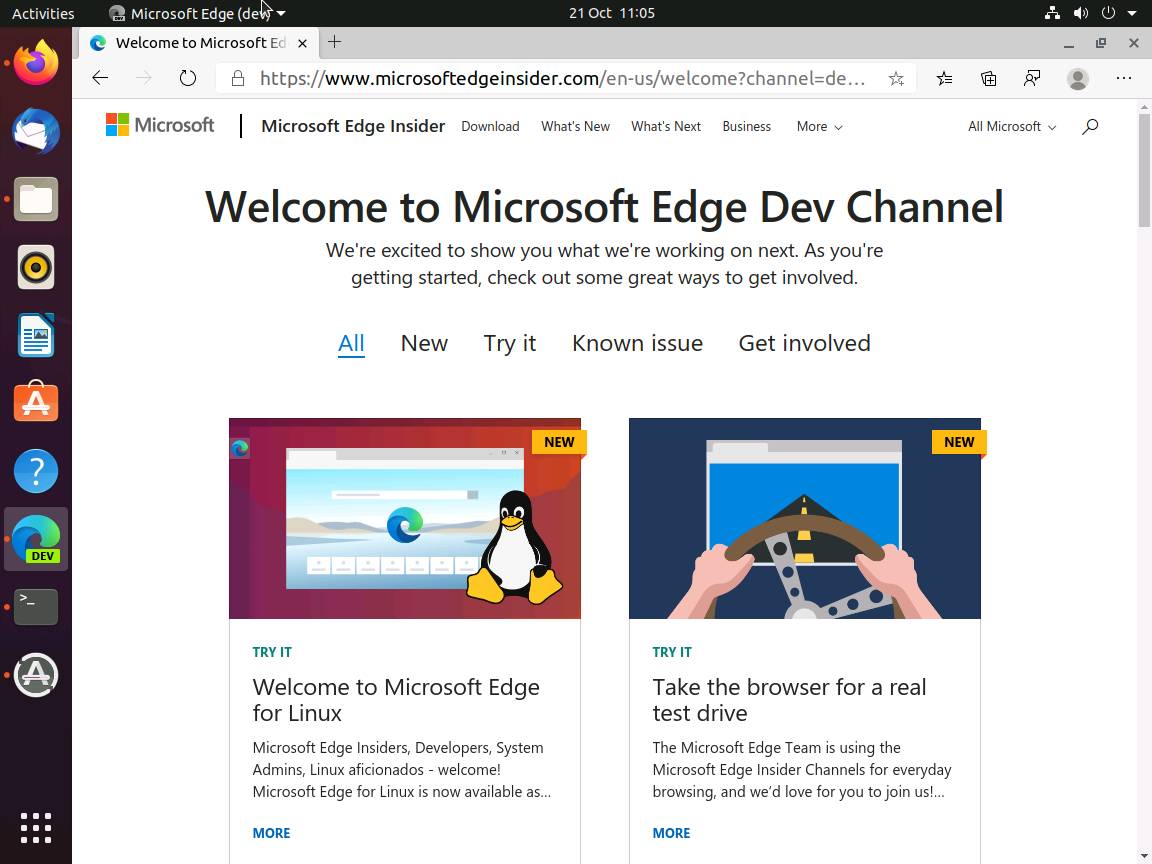 Microsoft Edge pour Linux