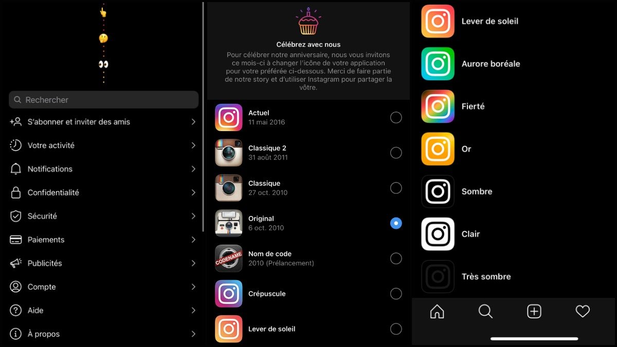 Instagram vielles icones d'application