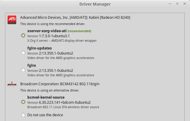 Driver Manager Linux Mint