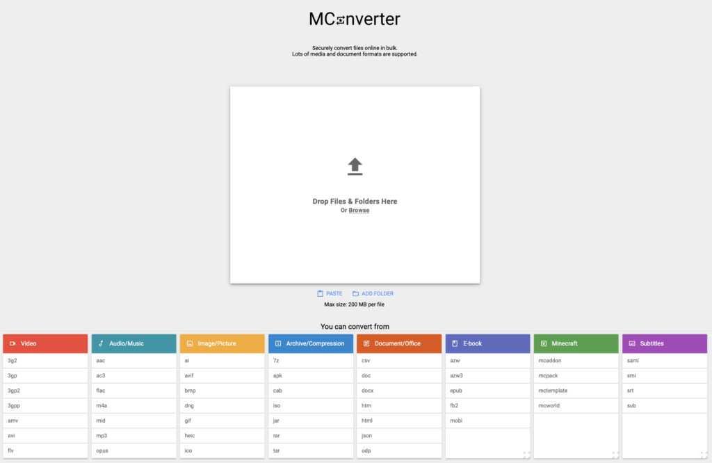 Le site de conversion des fichiers Mconverter