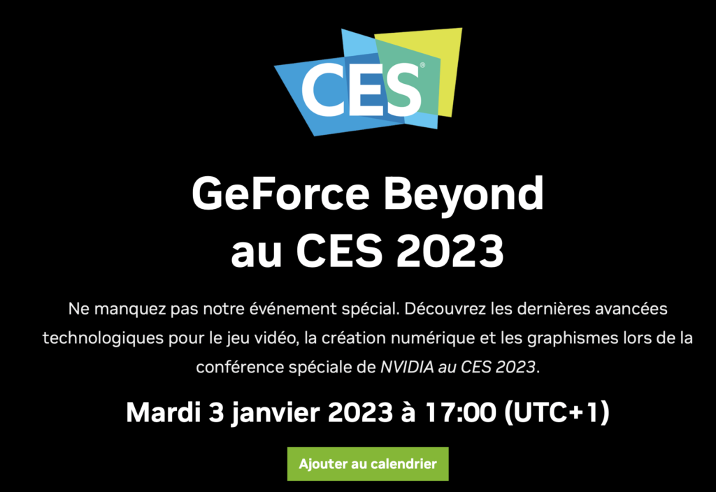 Evenement Gforce Nvidia Beyond CES 2023