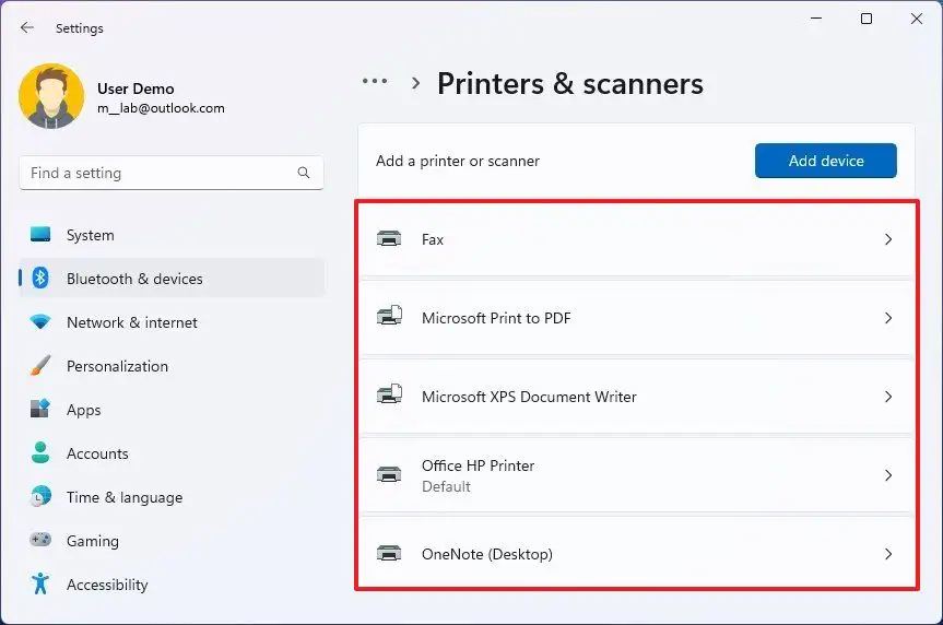 Access the list from Windows 11 Settings