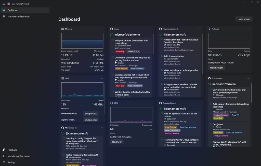 Home Dev Dashboard