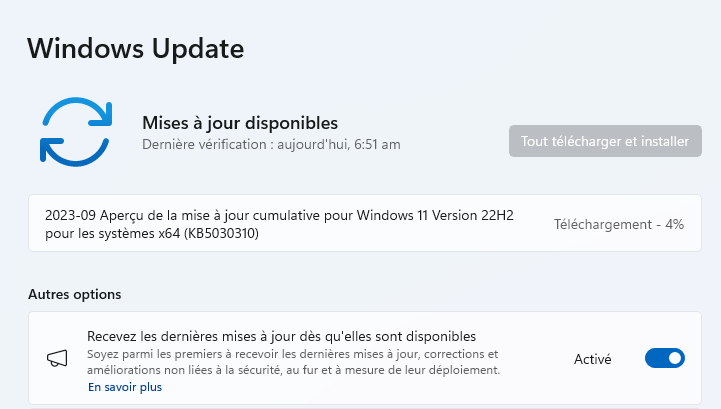 Windows 11 : la mise à jour KB5030310 apporte de nouvelles fonctionnalités et corrige des bugs