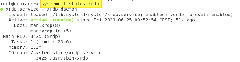 systemctl status xrdp