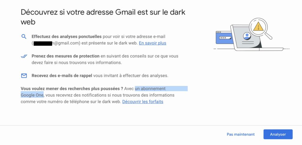 analyse Google One Dark web