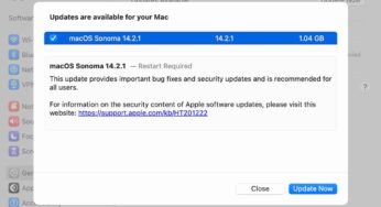 Apple publie les mises à jour macOS 14.2.1 Sonoma et iOS 17.2.1