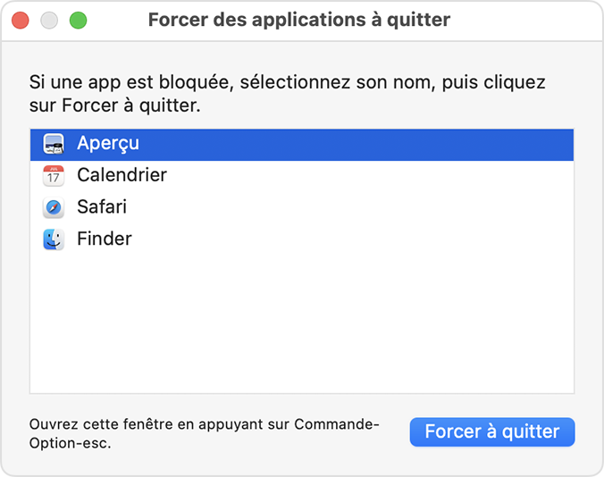 Forcer à quitter une application 