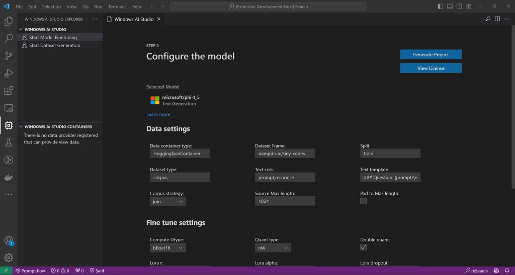 Configurer un modéle d'IA sur Windows studio IA