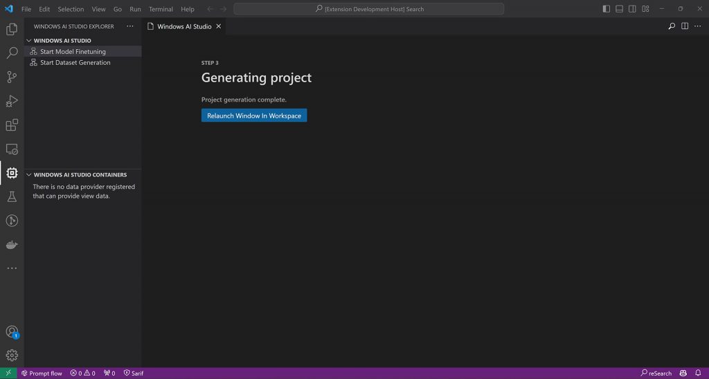 Génerer un projet sur Microsoft Studio AI