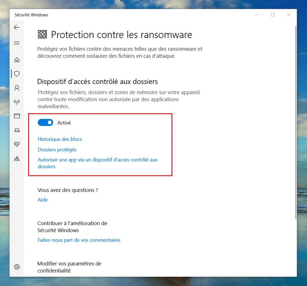 Activer la protection contre les ransomwares sur Windows 10 et 11