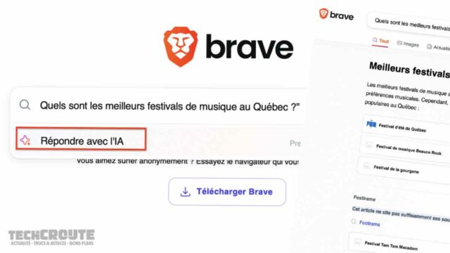 Nouveauté répondre avec ia : Brave search