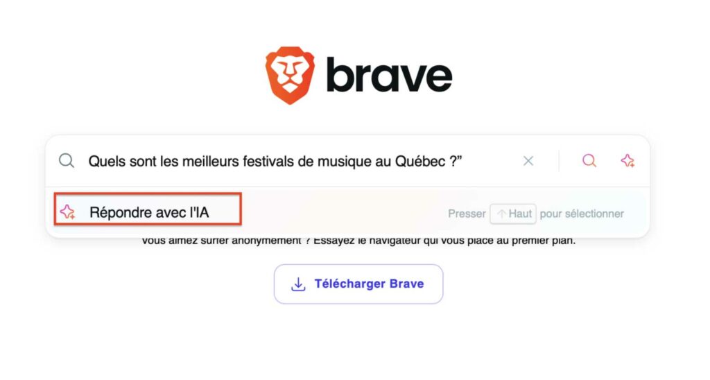 Réponde avec l'IA : Brave Search