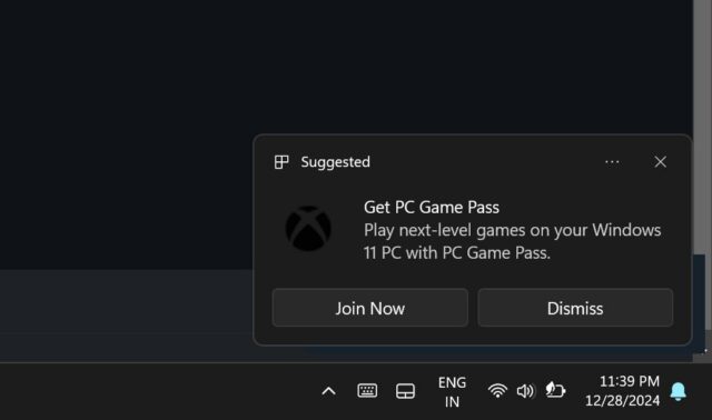 publicité sur Windows 11