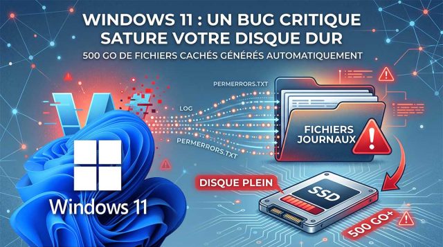 Windows 11 : un bug critique sature les disques durs avec 500 Go de fichiers cachés windows-11-bug-critique-stockage