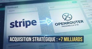 Fusion stratégique entre Stripe et OpenRouter illustrant l'acquisition pour 7 milliards de dollars.