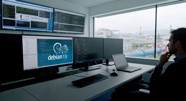Le CERN accélère sa migration vers Debian 13 sur plus de 2 200 systèmes Écrans de contrôle au CERN affichant des informations liées à la migration vers Debian 13 sur les systèmes techniques.