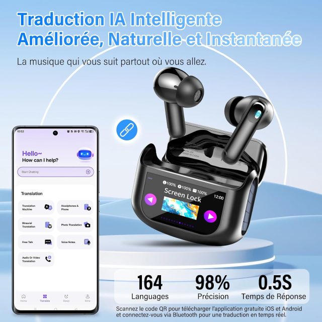 Écouteurs traducteurs instantanés 164 langues : vente flash à 33,24 € sur Amazon Écouteur traducteur 164 langues : bon plan Prime à 33,24 €