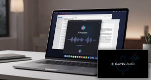 Interface de Google Gemini affichant les fonctionnalités vocales pour Gmail, Docs et Keep sur un écran d'ordinateur.
