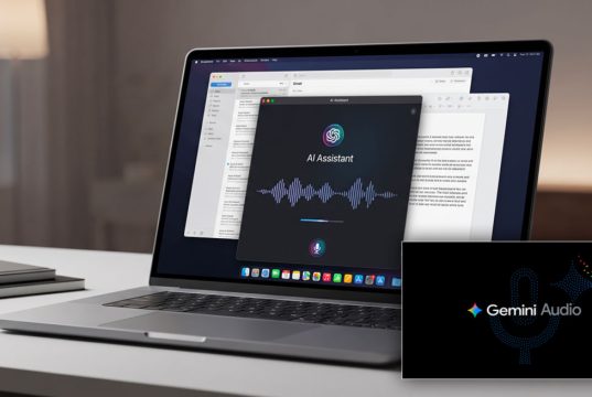 Google intègre les fonctions vocales Gemini à Gmail, Docs et Keep Interface de Google Gemini affichant les fonctionnalités vocales pour Gmail, Docs et Keep sur un écran d'ordinateur.