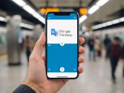 Google Translate déploie la traduction en arrière-plan sur Android et dans l’oreillette sur iOS Smartphone affichant l'application Google Translate avec la fonction de traduction en direct active.
