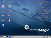 Le bureau Xfce 4.20 et les outils de partitionnement de Parted Magic 26.09.