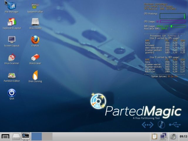 Parted Magic 26.09 : migration vers Slackware Current et arrivée de Parted Magic Clone Le bureau Xfce 4.20 et les outils de partitionnement de Parted Magic 26.09.