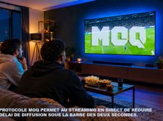 Streaming en direct : un nouveau protocole pour effacer le retard face à la TNT streaming en direct retard tnt représenté par un salon moderne avec un match de football diffusé en direct sur un grand écran plat.