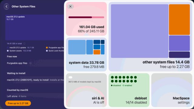 Le fonctionnement de MacSpace : cartographie et nettoyage sans risque L'outil open source MacSpace identifie les fichiers masqués dans les Données système sous macOS et permet de désactiver les modèles locaux d'Apple Intelligence.