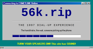Le simulateur 56k.rip permet d'expérimenter le temps de chargement d'un modem RTC sur les sites d'aujourd'hui.