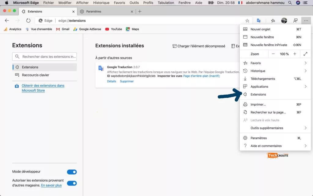 Menu Extensions Edge